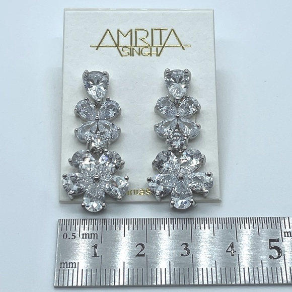 Amrita Singh Jewelry Petunia CZ Flower Drop Earrings Heirloom-quality NWT - Picture 4 of 6
